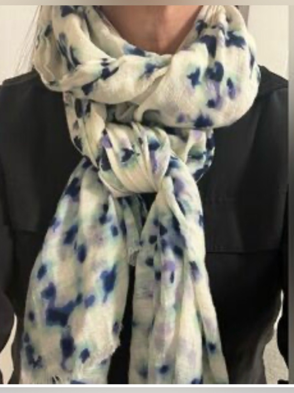 Light Mint & Navy Watercolor Dot Scarf